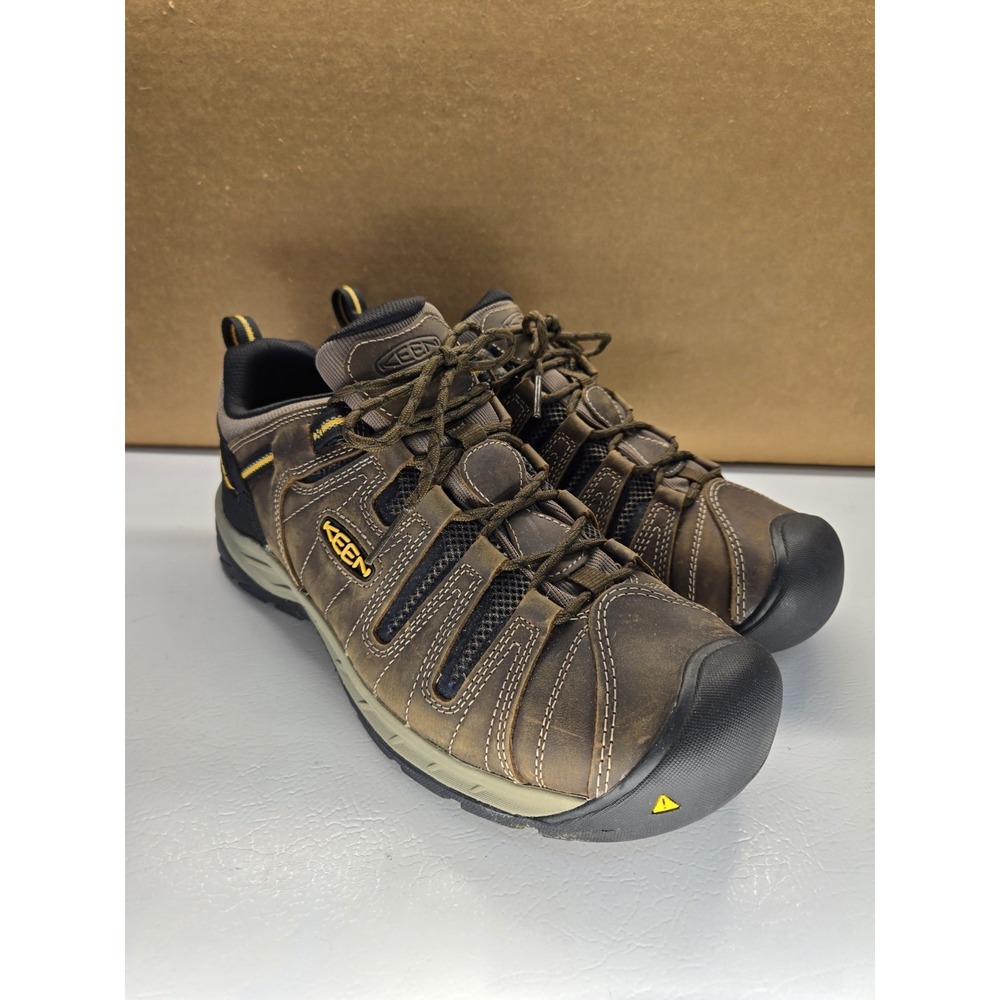 KEEN Utility Flint II Low Steel Toe Work Shoes Men's 13 EE Wide Brown Leather